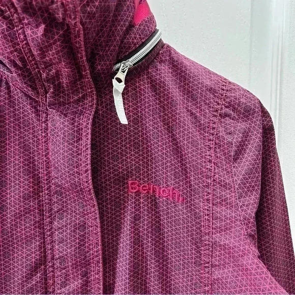 Bench Windbreaker  Barbecue Jacket Cropped Lightweight Fuschia Pink Black Medium - Picture 7 of 15
